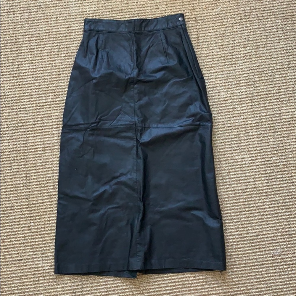 Vintage high waisted leather midi skirt